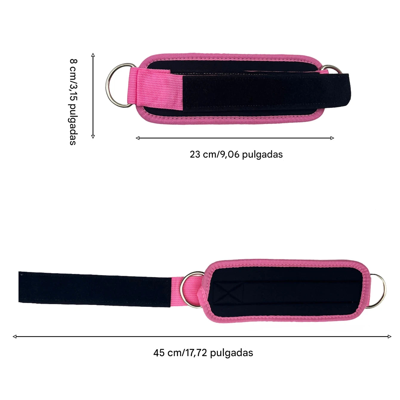 2 uds correas de tobillo doble anillo en D.