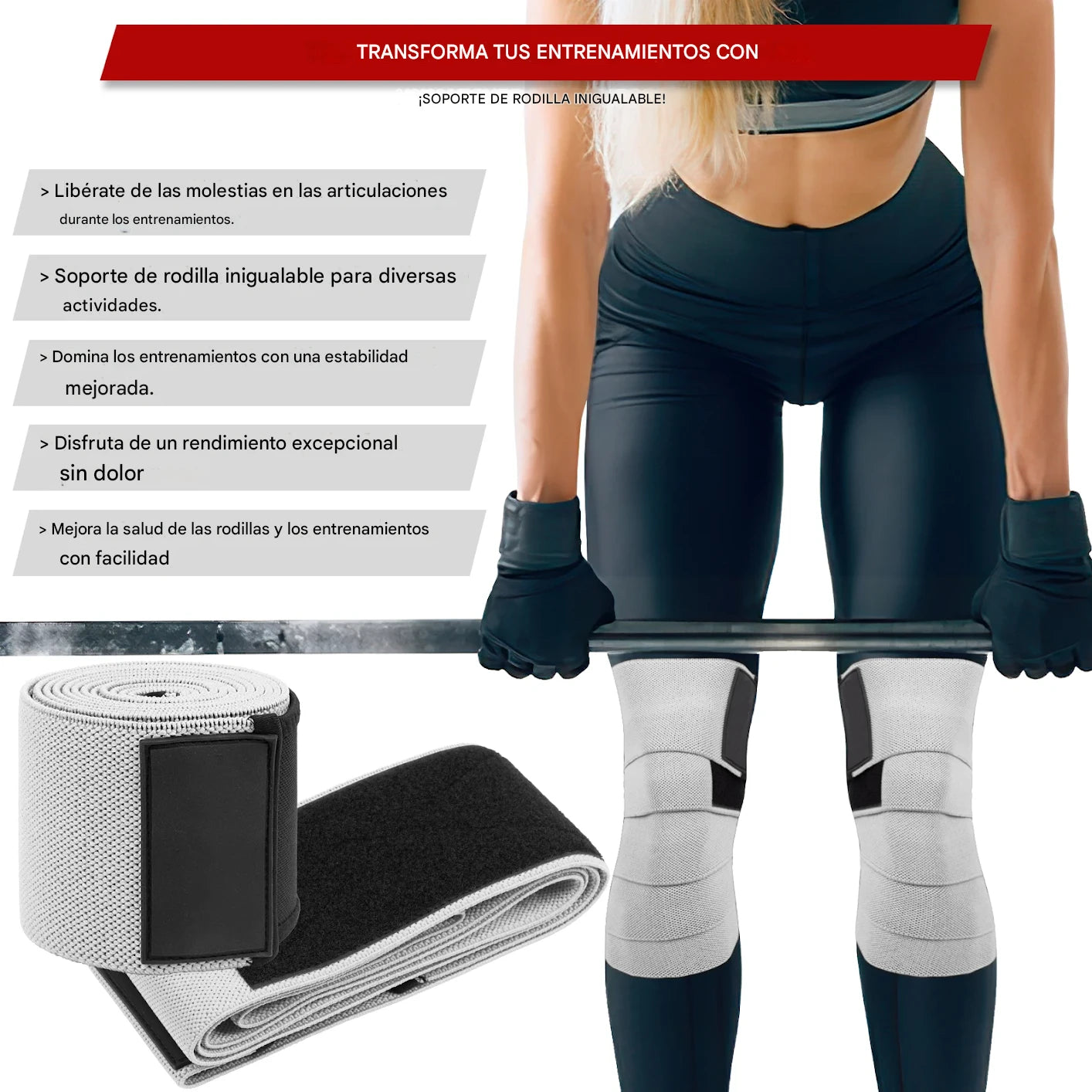 Bandas rodillas para entrenamiento potencia. (venta unidades y pares)
