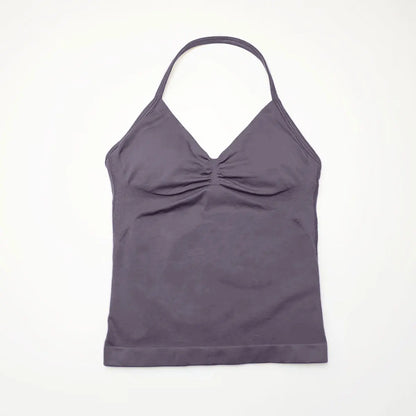 Top deportivo para mujer con tirantes largos, espalda abierta.