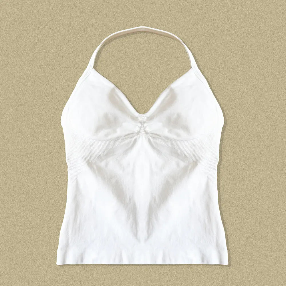 Top deportivo para mujer con tirantes largos, espalda abierta.
