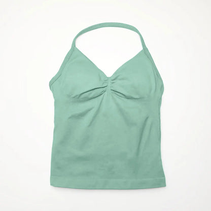 Top deportivo para mujer con tirantes largos, espalda abierta.