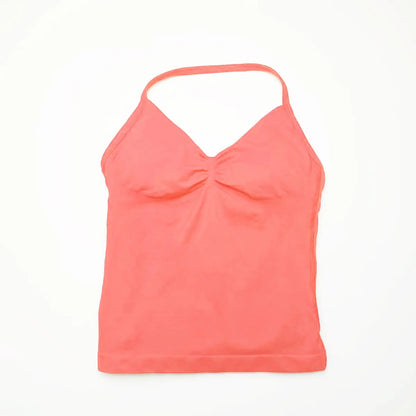 Top deportivo para mujer con tirantes largos, espalda abierta.