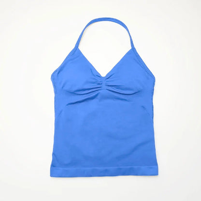 Top deportivo para mujer con tirantes largos, espalda abierta.